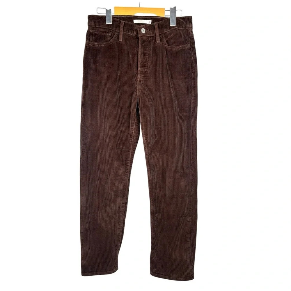 LEVI'S Wedgie Straight Brown High Rise Corduroy Pants Women's Size 28